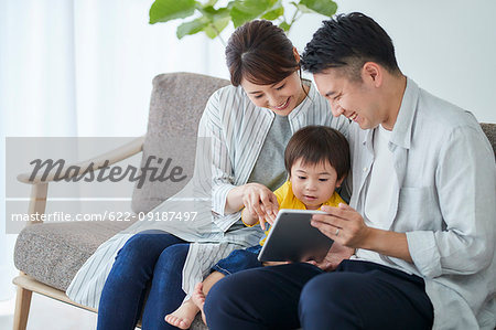 Japanese family on the sofa