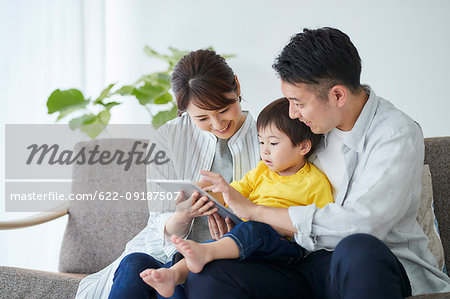 Japanese family on the sofa