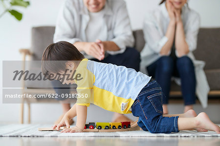 Japanese family in the living room