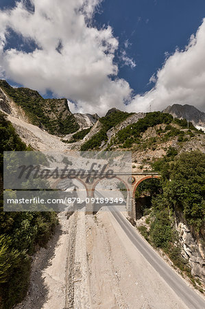 Fantiscritti bridge, marble quarry of Carrara, municipality of Carrara, Massa Carrara province, Tuscany, Italy, western Europe