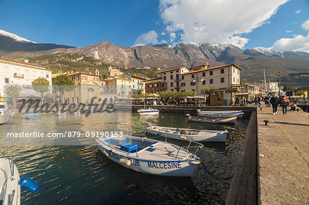 The little harbour of Malcesine on Garda Lake, Verona province, Veneto, Italy