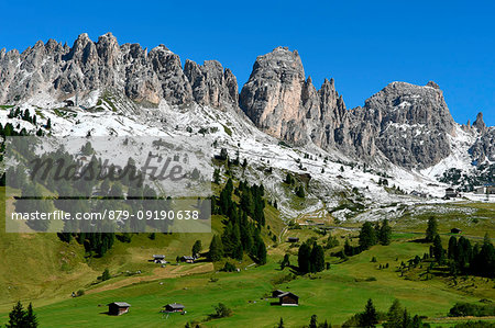 Close to Passo Gardena (Gardena Pass) with snow during summer time, Dolomiti,gardena valley, Trentino Alto Adige, Italy,Europ