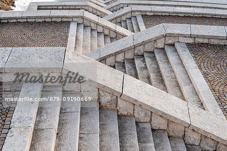 Monte Grappa, province of Treviso, Veneto, Italy, Europe. Stairs at the military memorial monument