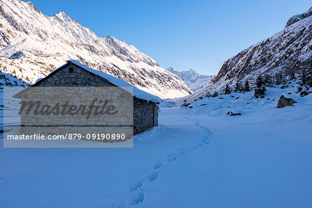 Winter season in Adamè Valley, Adamello park, Brescia province, Lombardy, Italy.