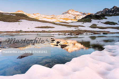 Ercavallo lake at thaw, Brescia province, Lombardy district, Italy.
