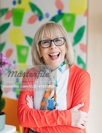 Portrait happy, enthusiastic active senior woman
