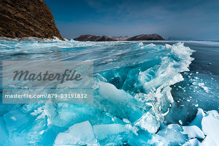 Frosen waves at lake Baikal, Irkutsk region, Siberia, Russia