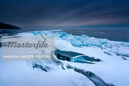A fresh split of the ice at lake Baikal, Irkutsk region, Siberia, Russia