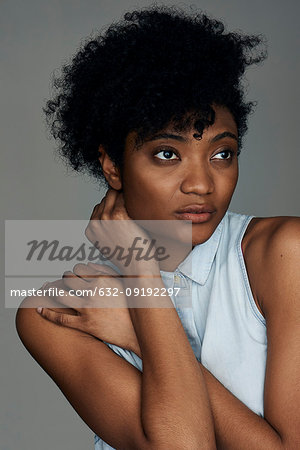 Close-up of thoughtful young woman