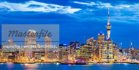 Auckland skyline, Sky Tower, Waitemata Harbour, CBD, and wharf area of the waterfront, Auckland, North Island, New Zealand, Pacific Auckland skyline, Sky Tower, Waitemata Harbour, CBD, and wharf area of the waterfront, Auckland, North Island, New Zealand, Pacific