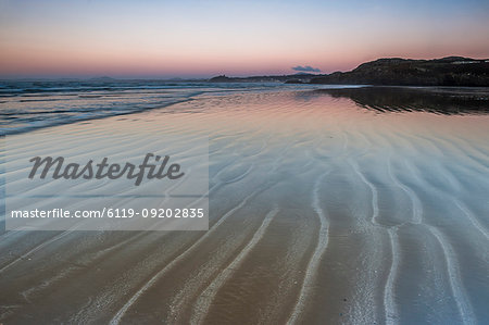 Black Rock Sands Beach at sunrise, near Porthmadog, Gwynedd, North Wales, Wales, United Kingdom, Europe
