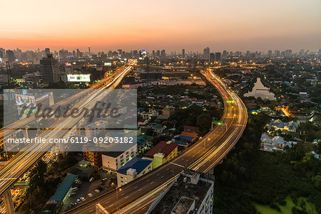 Sunset from city viewpoint, Bangkok, Thailand, Southeast Asia, Asia