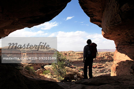 Lone hiker in Canyonlands, Utah, United States of America, North America