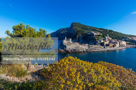 Island of Palmaria, view of Portovenere from Palmaria, Liguria, Italy, Europe