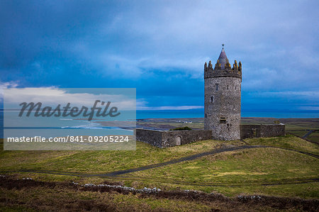 Doonagore Castle, Doolin, Cliffs Coastal Walk, County Clare, Munster, Republic of Ireland, Europe