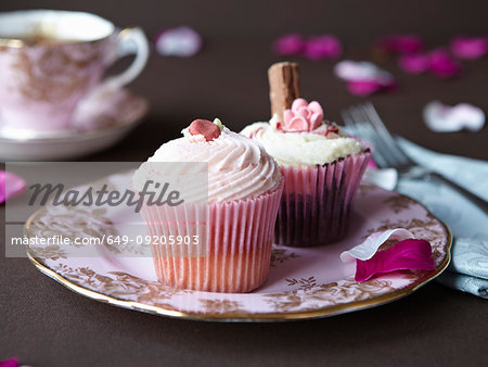 Plate of decorated cupcakes
