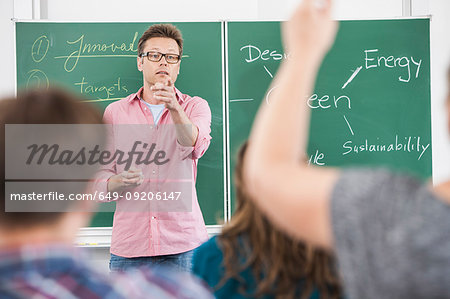 Teacher addressing students in class