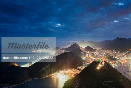 Aerial view of Rio de Janeiro at night