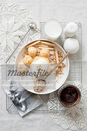 Plate of cream puffs with oatmeal