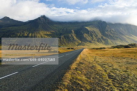 Highway one and mountains, Southern Iceland