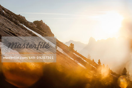 Mountains at sunrise, Valparola, Alta Badia South Tyrol, Italy
