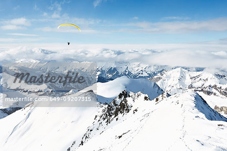 Parachuting, Schilthorn, Murren, Bernese Oberland, Switzerland Parachuting, Schilthorn, Murren, Bernese Oberland, Switzerland