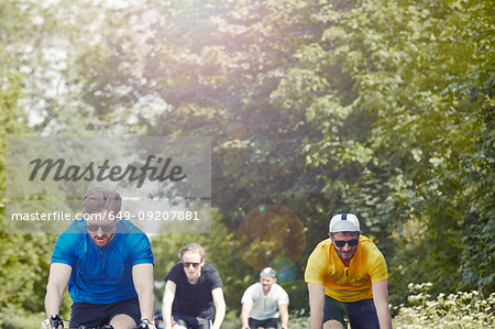 Cyclists on their bikes