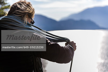 Rock climber on Malamute, Squamish, Canada