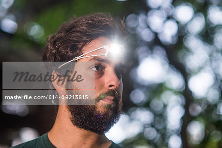 Runner with headlamp