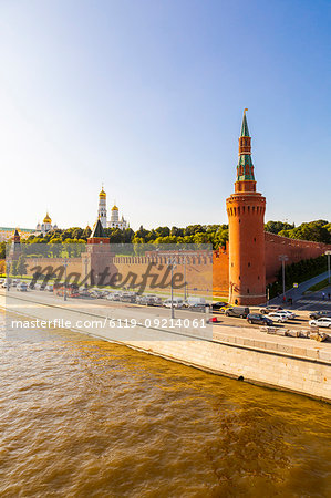 The Kremlin, UNESCO World Heritage Site, and Moscow River, Moscow, Russia, Europe