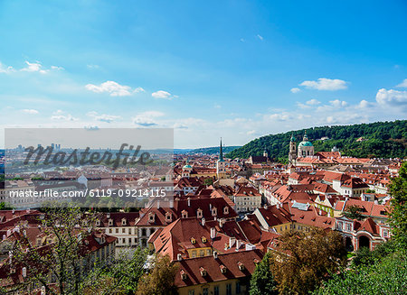 Mala Strana (Lesser Town), elevated view, UNESCO World Heritage Site, Prague, Bohemia Region, Czech Republic, Europe