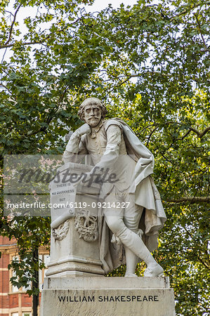 The William Shakespeare statue in Leicester Square, London, England, United Kingdom, Europe