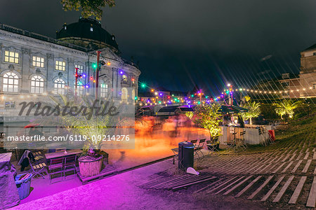 Dancing venue by the Spree River beside Bode Museum on the Museum Island, UNESCO World Heritage Site, Mitte, Berlin, Germany, Europe