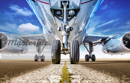 aircraft on a runway is waiting for take off