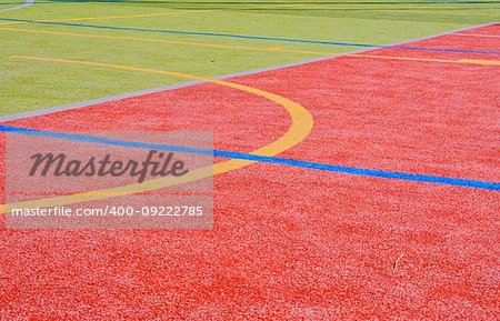 Color lines on playing field. Copy space. Sport texture and background.