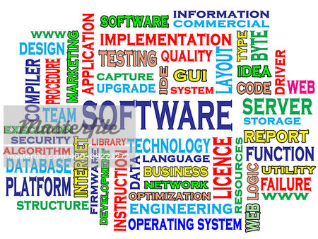 Word cloud of the software as background