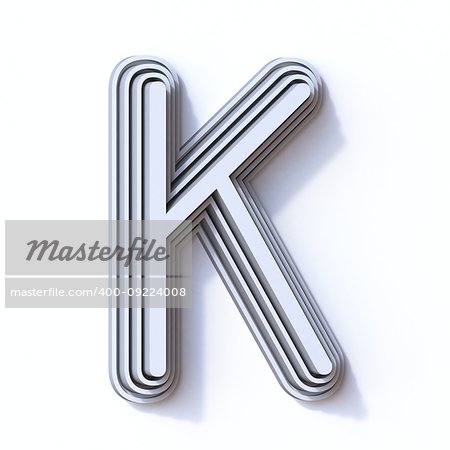 Three steps font letter K 3D render illustration isolated on white background