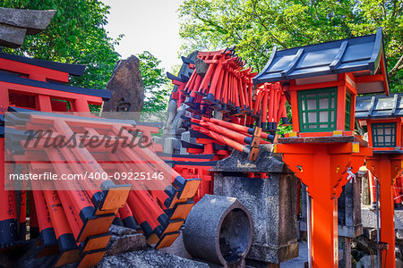 Gifts at Fushimi Inari Taisha torii shrine, Kyoto, Japan