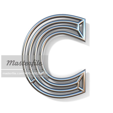 Wire outline font letter C 3D rendering illustration isolated on white background