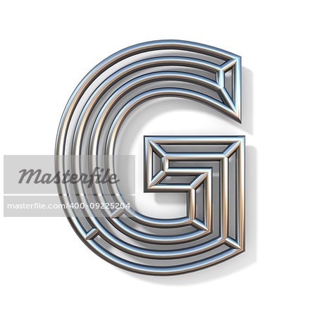 Wire outline font letter G 3D rendering illustration isolated on white background