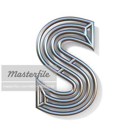 Wire outline font letter S 3D rendering illustration isolated on white background