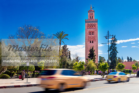 travel concept around the world.Koutoubia mosque, Marrakech, Morocco.