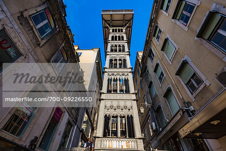 The Santa Justa Lift, (also called Carmo Lift) in the Old City of Lisbon, Portugal