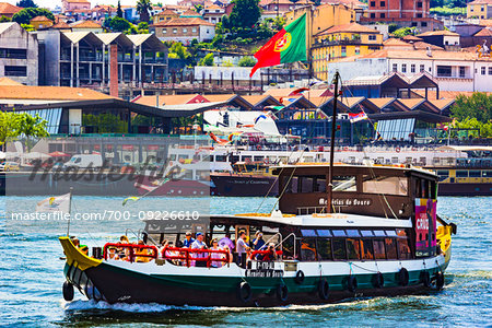 Tour boat in the harbor in Porto, Norte, Portugal