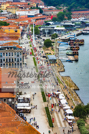 Overview of waterfront and docks in Porto, Norte, Portugal