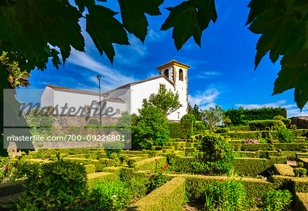 Gardens and the Church of Saint Mary in the municipality of Marvao in Portalegre District of Portugal