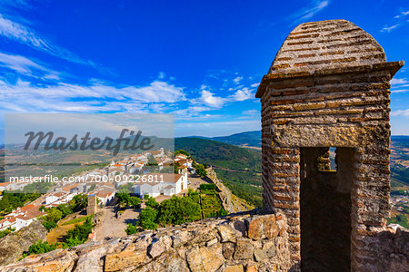 Watch tower of the Castle of Marvao overlooking the municipality of Marvao in Portalegre district of Portugal