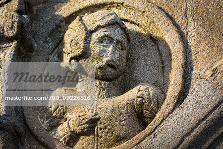 Detail of stone relief sculpture at the Castle of Marvao in the municipality of Marvao in Portalegre District, Portugal