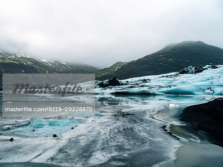 Solheimajokull Glacier in southern Iceland, between the volcanoes Katla and Eijafjallajokull, Iceland, Polar Regions
