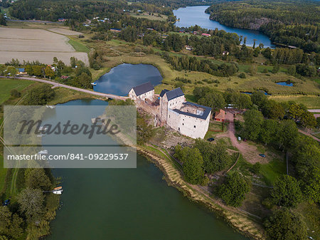 Aerial of Kastelholm Castle, Aland, Finland, Europe